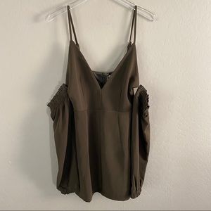 Olive Green V-neck Cold Shoulder Mini